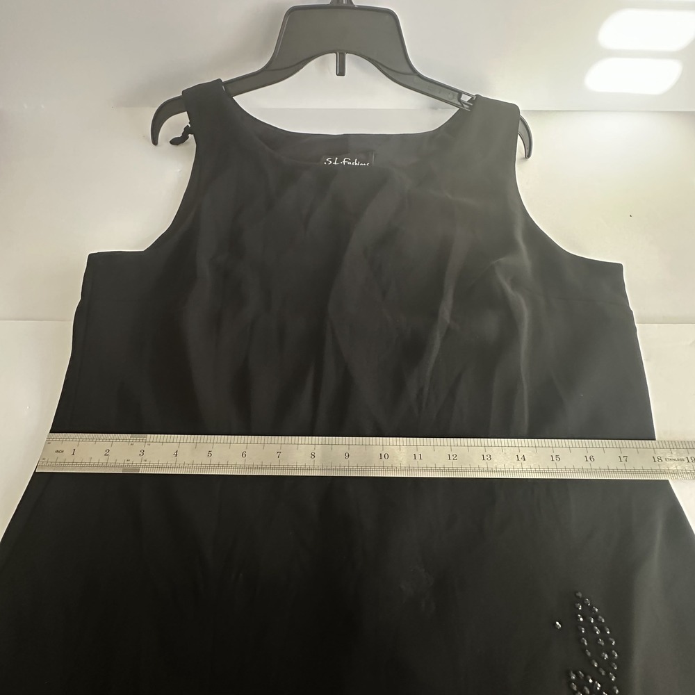 Y2K S.L. Fashions Midi Dress 16 Black A-Line Beaded‎ Witchy Goth Party Halloween - Picture 10 of 10